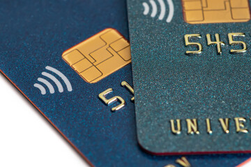 Credit card close up shot with selective focus for background