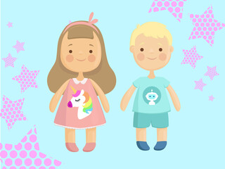 picture of a boy and a girl in a simple style