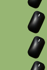 a lot of computer mice on a green background pattern