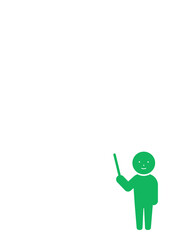 白い背景に立って差し棒を持って説明している人 - 先生･解説･授業のイメージ素材 - A4比率