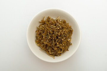 Savory stir-fried anchovies in a bowl