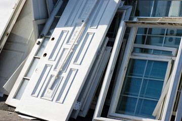 Fototapeta premium Old doors and windows from remodeled home