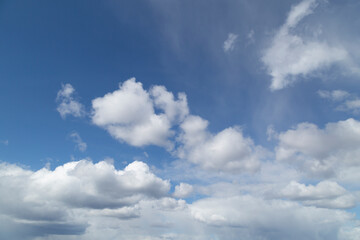 Naklejka na ściany i meble Blue sky background with clouds.Beautiful summer sky.