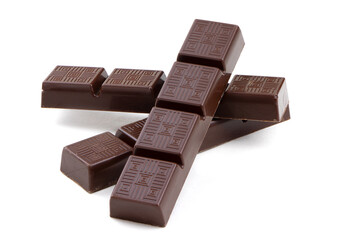 Chocolate bar isolated on a white background. Dark chocolate isolated.