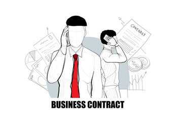 Vector Illustration of business people. business contract concept. business people sketch.