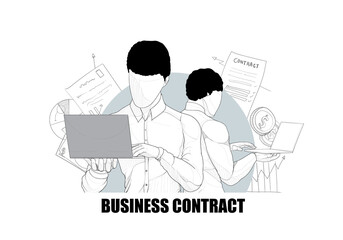 Vector Illustration of business people. business contract concept. business people sketch.