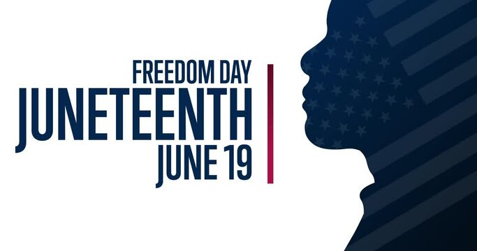 Juneteenth. Freedom Day. June 19. Flat holiday animation. Motion graphic design. Loop footage.