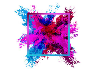 Abstract vector splash and paint color with frame neon color background. Paint splash color. Vector illustration design background.