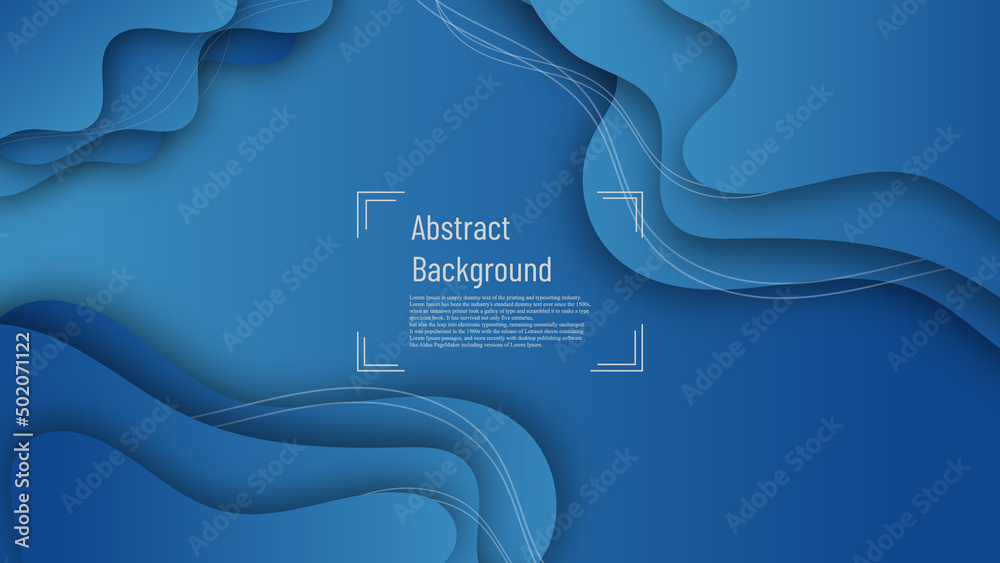 Wall mural abstract 3d gradient blue curve background, dynamic layer art backdrop