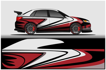 Obraz na płótnie Canvas Car livery wrap decal, rally race style vector illustration abstract background