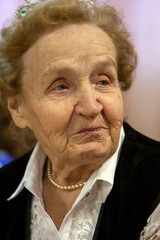 Portrait of an elderly woman, close-up.