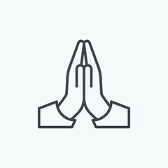 Pray icon vector. Hands folded in prayer line icon. Outline hands folded in prayer vector icon. Designed for web and app design interfaces.