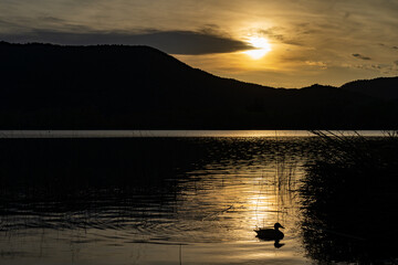 sunset over the lake