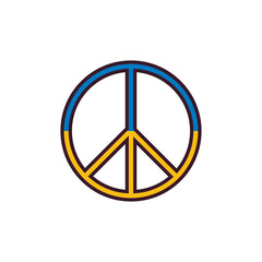 Ukrainian peace symbol - stay with Ukraine. Pacific in ukrainian flag colors. Vector illustration on white background
