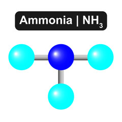 Molecular Model Of Ammonia (NH3) Molecule. Vector Illustration.