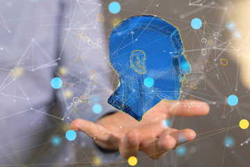 Human head and brain.Deep learning , Machine learning and artificial intelligence , AI Technology,