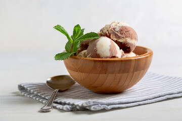 Homemade vanilla-chocolate ice cream.