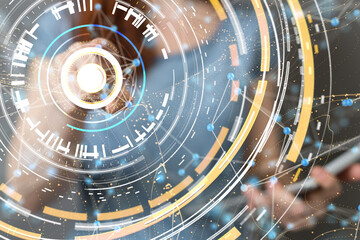 Digital technology background. Network connection dots and lines.