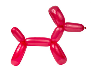 Red balloon dog model party fun isolated on the white background