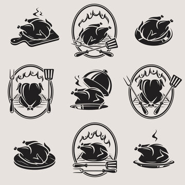 Chicken labels and elements set. Collection icon chicken. Vector