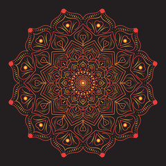 Colorful arabesque patterned, mandala ornament, outline, doodle, tattoo, hand-drawn illustration. 