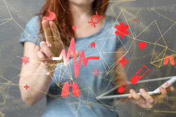 digital medical futuristic interface 3D rendering