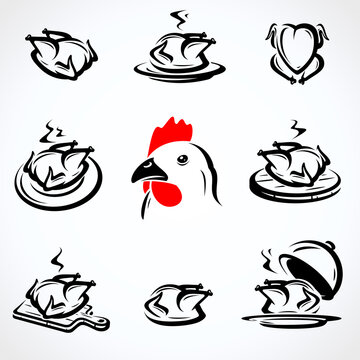 Chicken meat set. Collection icon chicken meat. Vector