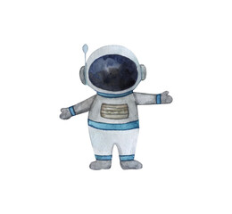 Cosmonaut isolated on a white background,watercolor illustration
