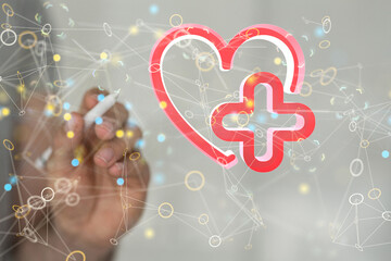  Ui icon medical in hospital with medical technology network concept