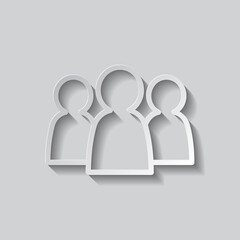 Community, people simple icon. Flat design. Paper style with shadow. Gray background.ai