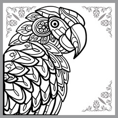 Macaw bird zentangle arts isolated on white background