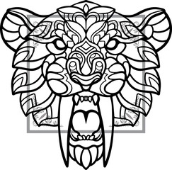 Smilodon head zentangle arts isolated on white background