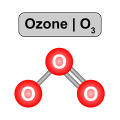 Molecular Model Of Ozone (O3) Molecule. Vector Illustration.