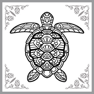 Sea turtle zentangle arts isolated on white background