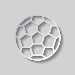 Fototapeta premium Football simple icon vector. Flat design. Paper style with shadow. Gray background.ai