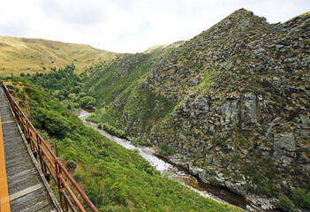 View at Taieri gorge from the train - New Zealand