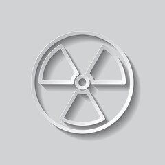 Fototapeta premium Radiation simple icon vector. Flat design. Paper style with shadow. Gray background.ai