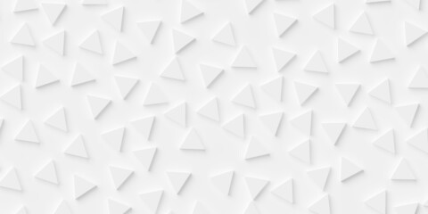 Random rotated white triangles background wallpaper banner with copy space, full frame filling geometry pattern