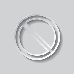 Stop vector simple icon. Flat design. Paper style with shadow. Gray background.ai