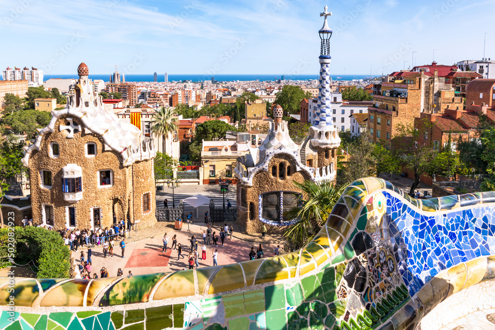 Wall mural view from park güell barcelona