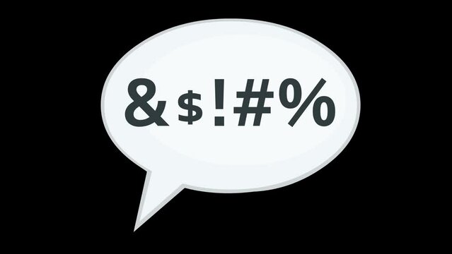 Loop animation of a speech bubble with an insult text, on a transparent background