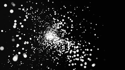 A slick modern motion graphics animation of an exploding, calmness, then imploding dot tunnel. Colorful Particles dots moving with depth of field. Glowing dots on black background version. Beautiful