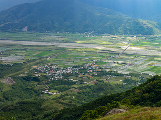 High angle view of the landscape of Hualien plain