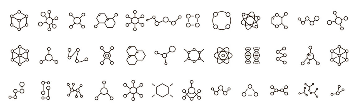 Molecule Flat Icon Set. Molecular Structure Icon Set