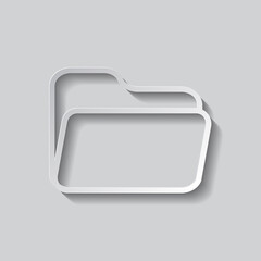 Documents folder simple icon vector. Flat design. Paper style with shadow. Gray background.ai