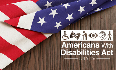 Fototapeta na wymiar The Americans with disability act is observed every year on July 26, ADA is a civil rights law that prohibits discrimination based on disability. 3D Rendering
