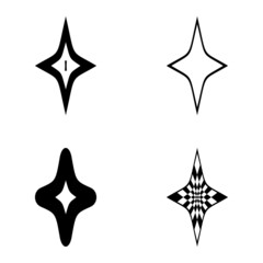 Rhombic_star3 Flat Icon Set Isolated On White Background