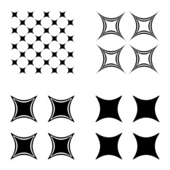 Abstract_4star2 Flat Icon Set Isolated On White Background