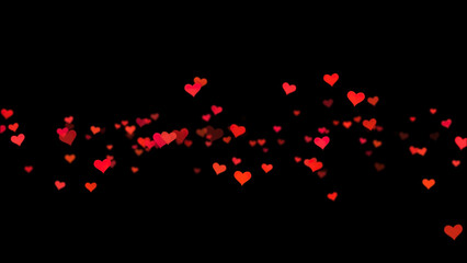 Fototapeta na wymiar Red and white hearts over a black backdrop. Valentine's day motion background loop. Red small hearts flying on the black background. Valentines Day holiday abstract loop animation.