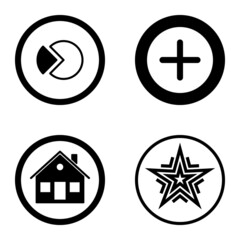 Obraz premium Circles1-2 Flat Icon Set Isolated On White Background